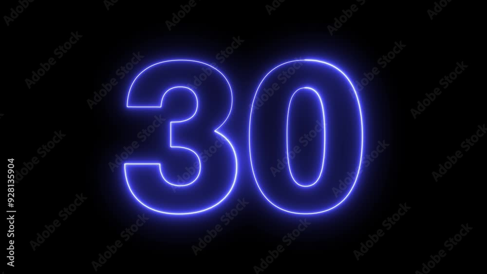 Neon number thirty, Glowing Neon number 30 on black background Neon number thirty, Glowing Neon number 30 on black background