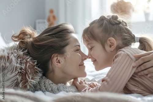 Mother and Daughter Sharing a Tender Moment in Bed