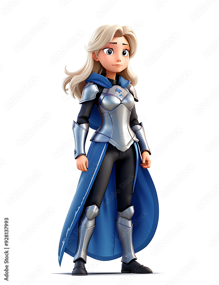 Illustration of a Woman Wearing Armor, Representing Mental Strength and Emotional Defense, with Copy Space on a White Background Illustration of a Woman Wearing Armor, Representing Mental Strength and Emotional Defense, with Copy Space on a White Background