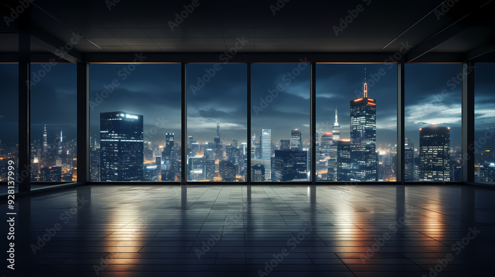 Fototapeta premium Design concept of modern commercial space at night