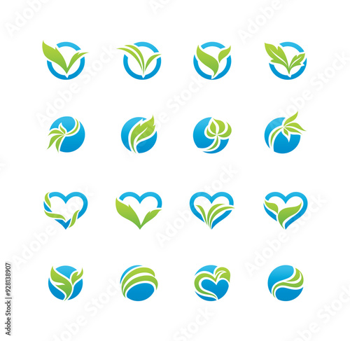 Leaf and Water Logo Set 