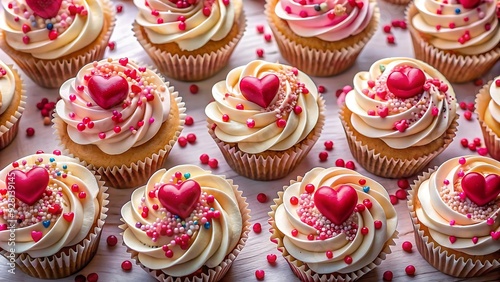 Valentine's Day Cupcakes with Heart Toppers.