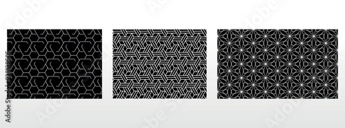 Geometric set of seamless black and white patterns. Simple vector graphics.