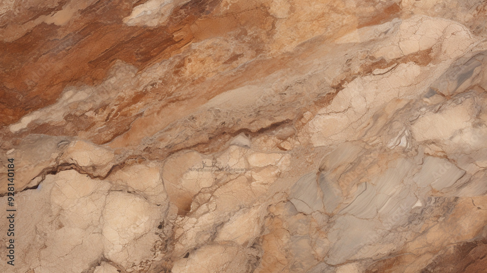 Fototapeta premium earth-toned marble surface with natural patterns and textures, creating the appearance of rock formations or desert landscapes.