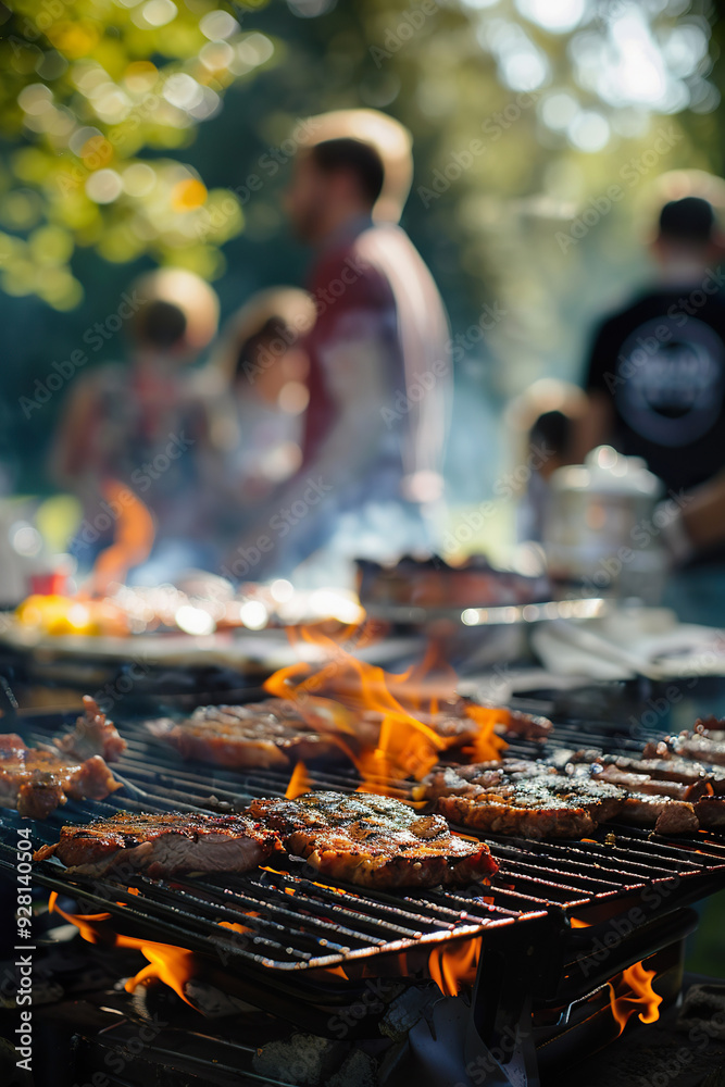 Fototapeta premium Summer BBQ Party with Friends in a Lush Outdoor Setting