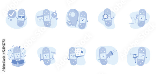Set of medical and health empty state vector illustration. Suitable for social media content, digital and media print, medical concept equipment, and asset in website or apps