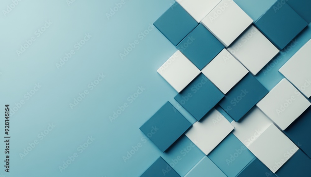 Stylish geometric design featuring blue and white squares against a soft blue background, ideal for modern decor. Stylish geometric design featuring blue and white squares against a soft blue background, ideal for modern decor.