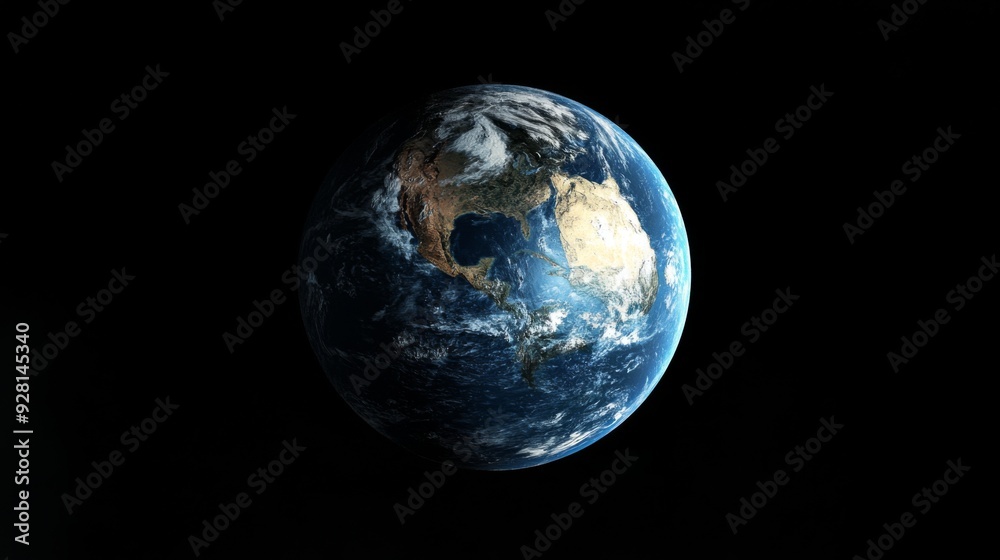 A detailed view of Earth, showcasing the continents, oceans, and clouds in a stunning display of our planet's beauty. A detailed view of Earth, showcasing the continents, oceans, and clouds in a stunning display of our planet's beauty.