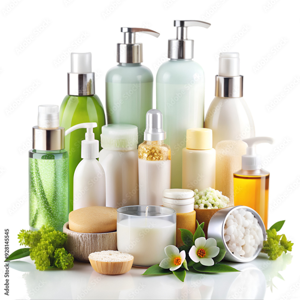 Composition with containers and objects for bath Composition with containers and objects for bath
