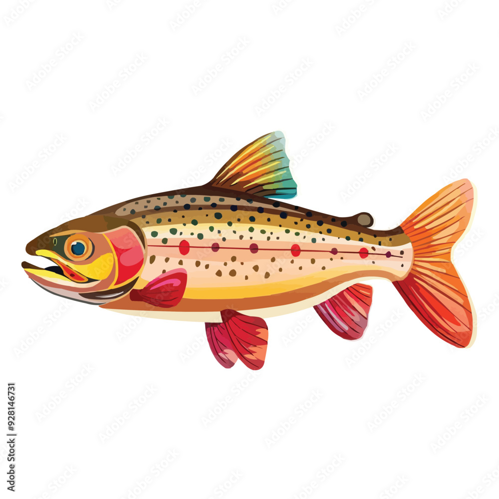 happy cartoon Trout fish vector happy cartoon Trout fish vector