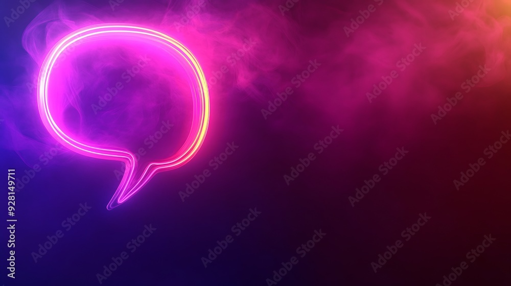 Neon Speech Bubble with Purple and Pink Smoke Neon Speech Bubble with Purple and Pink Smoke