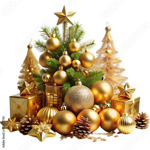 opulent festive display golden on transparent background
