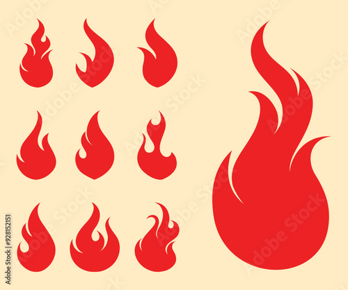 Fire flames, set vector icons Fire and flames outline icon set. Contour bonfire, linear flaming elements. Hand drawn monochrome different fire flame vector illustration. vector fire flame set isolated