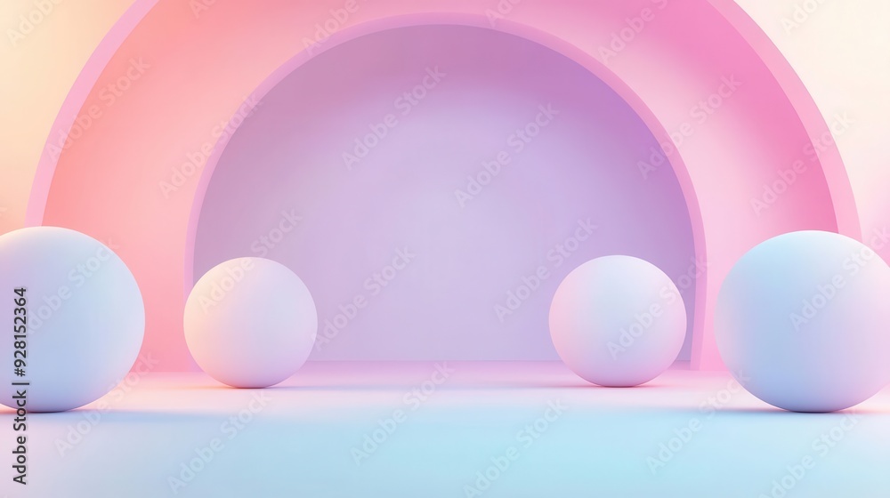 Gradient spheres floating in a surreal, abstract environment with soft lighting, abstract design Gradient spheres floating in a surreal, abstract environment with soft lighting, abstract design