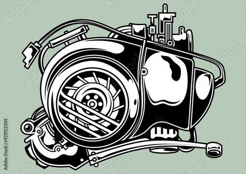 old motorycle editable vector for badge or outomotive template, badge, vector enggine, scooter enggine