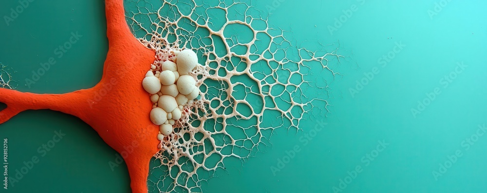 Microscopic view of a lichen specimen, showing the symbiotic ...