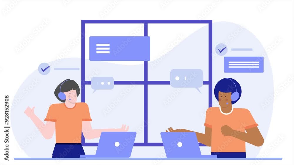 customer service room illustration business animated video customer service room illustration business animated video