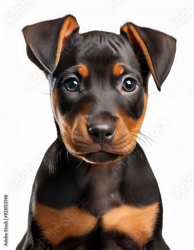 マンチェスター・テリアの子犬のポートレート（Manchester Terrier puppy portrait on white background）
 photo