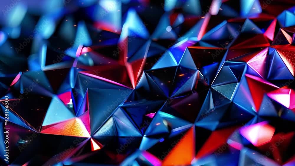 Abstract triangle background animation of glolws material, wave movement, slow, high quality, HD, pink blue Abstract triangle background animation of glolws material, wave movement, slow, high quality, HD, pink blue