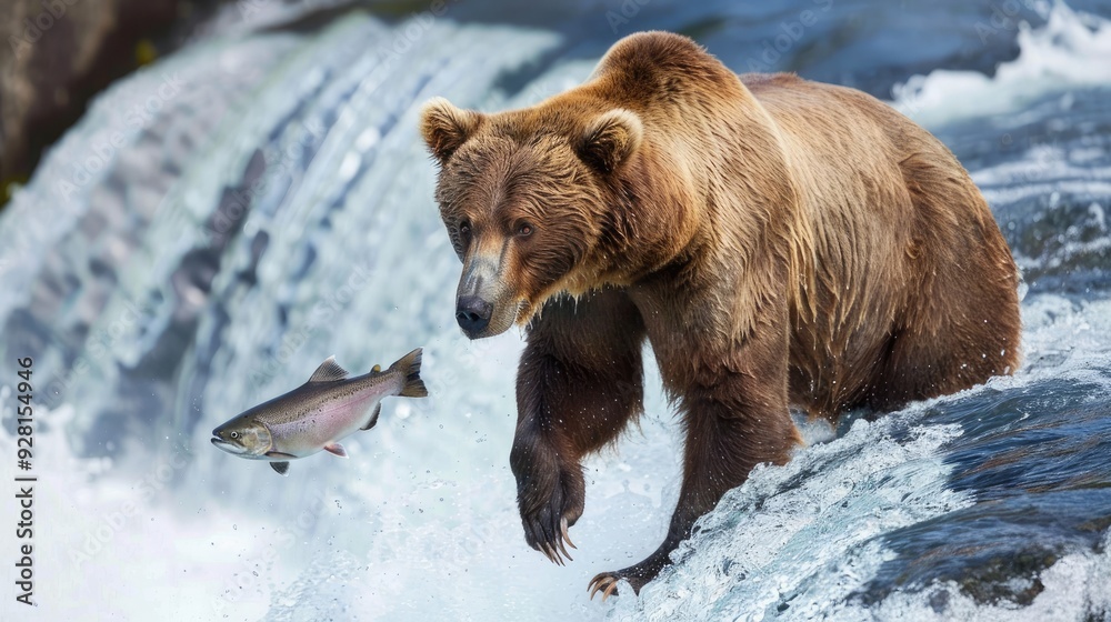 portrait bear in the river fish hunting portrait bear in the river fish hunting