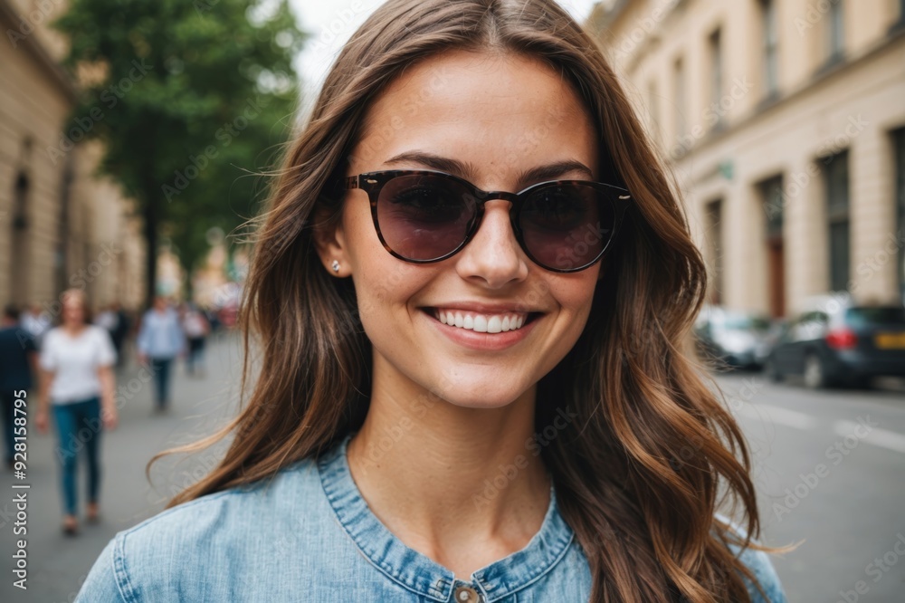 Closeup portrait of young beautiful sexy smiling hipster woman in sunglasses Closeup portrait of young beautiful sexy smiling hipster woman in sunglasses