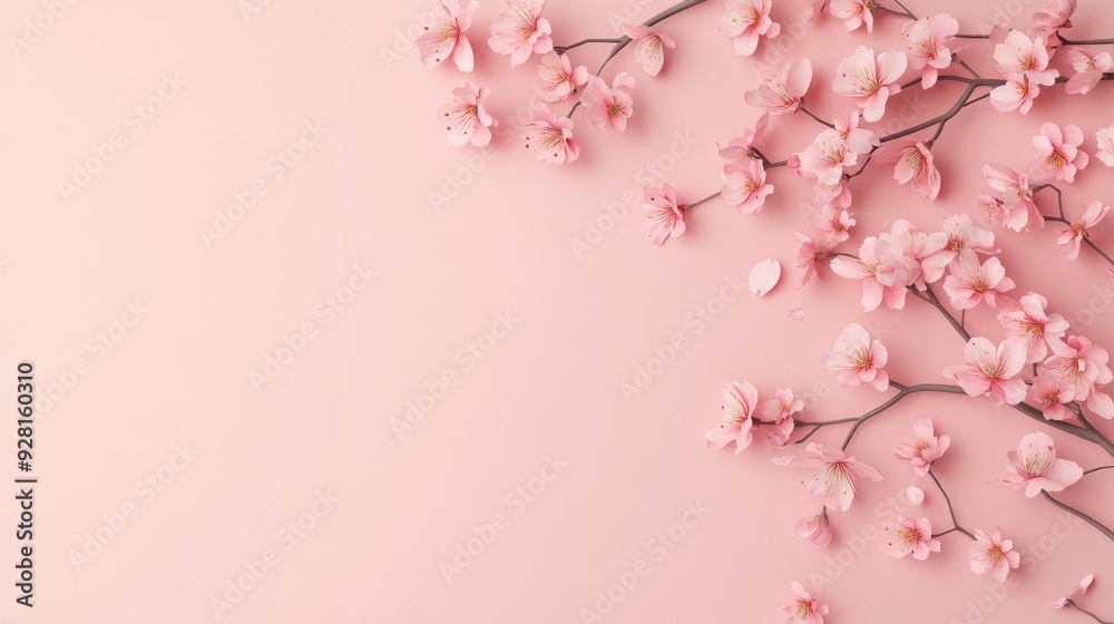 Enchanting 3D Cherry Blossoms in Full Bloom - Springtime Japanese Sakura Illustration on White Background with Banner Area Enchanting 3D Cherry Blossoms in Full Bloom - Springtime Japanese Sakura Illustration on White Background with Banner Area