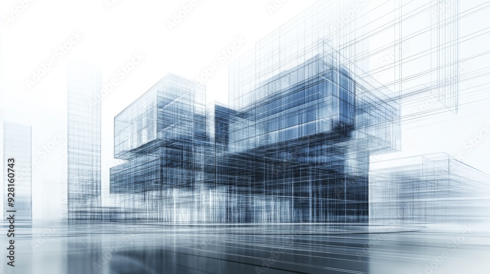 Modern architecture building exterior with glass facade and steel structure.