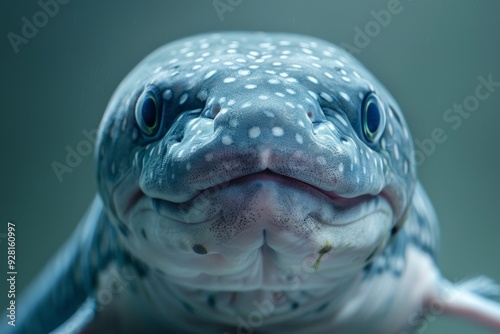 a portrait of enigmatic Eel like fish with symmetrical face captured in studio light