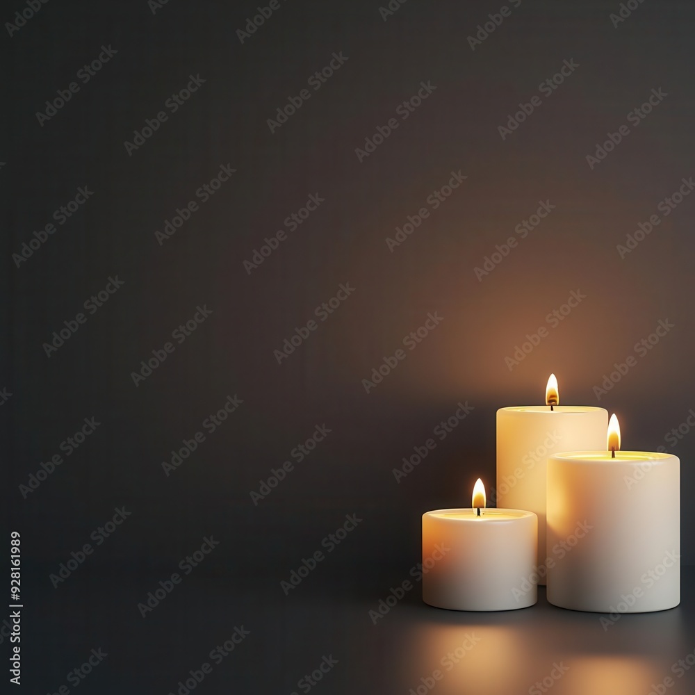 Diwali candles, lit in a dark room, serene ambiance, 3D illustration Diwali candles, lit in a dark room, serene ambiance, 3D illustration