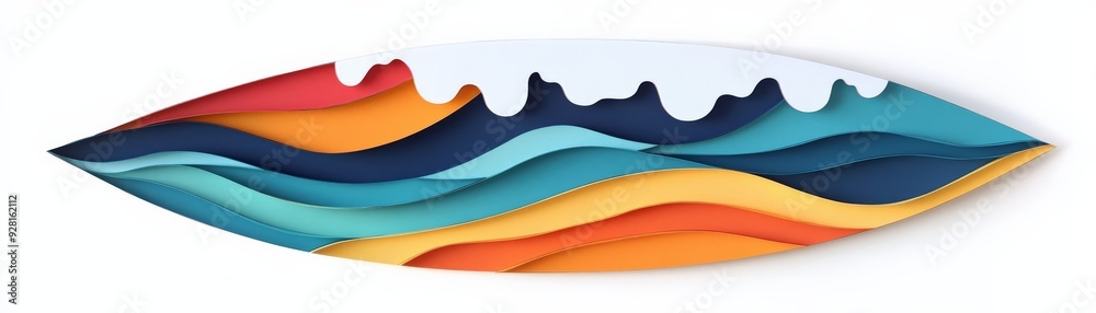 Colorful abstract wave design illustration with layered tropical colors, representing fluidity, motion, and harmony. Colorful abstract wave design illustration with layered tropical colors, representing fluidity, motion, and harmony.