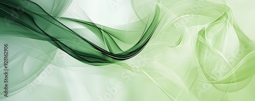 Abstract Green Swirling Lines on a White Background