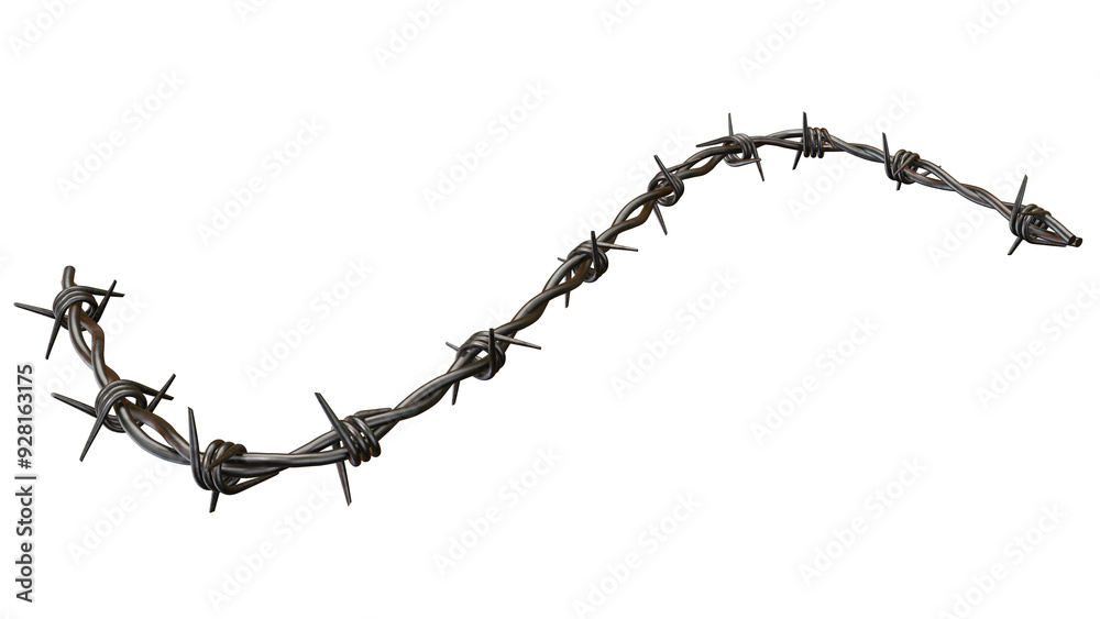 Razor Wire Silhouettes and Barbed Wire Metallic Border Elements on ...