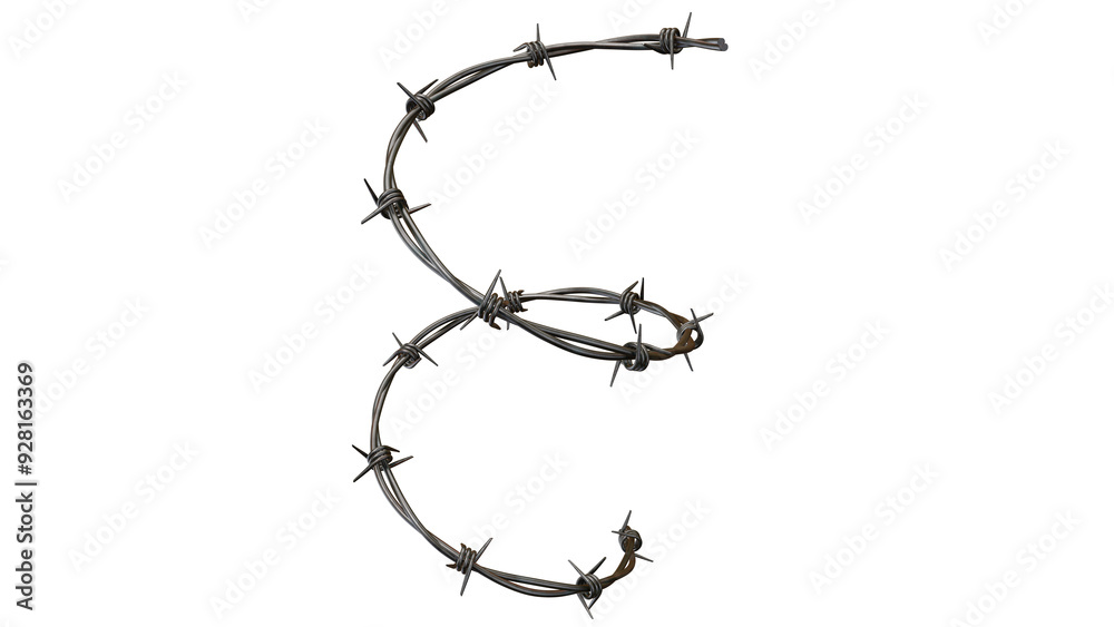 Razor Wire Silhouettes and Barbed Wire Metallic Border Elements on ...