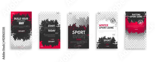 Set of Gym Fitness social media post design template. Suitable for social media, flyers, banner, and web internet.