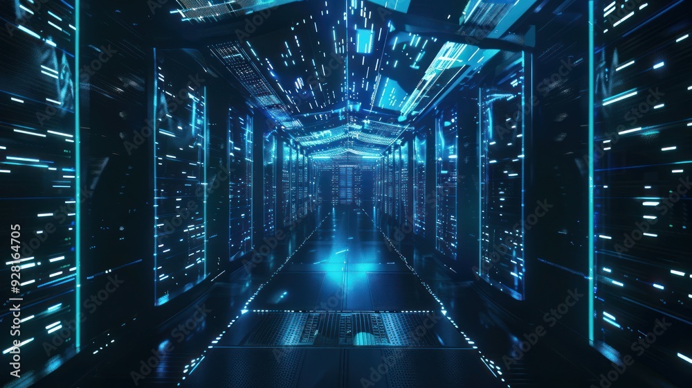 Fototapeta premium Futuristic Server Room