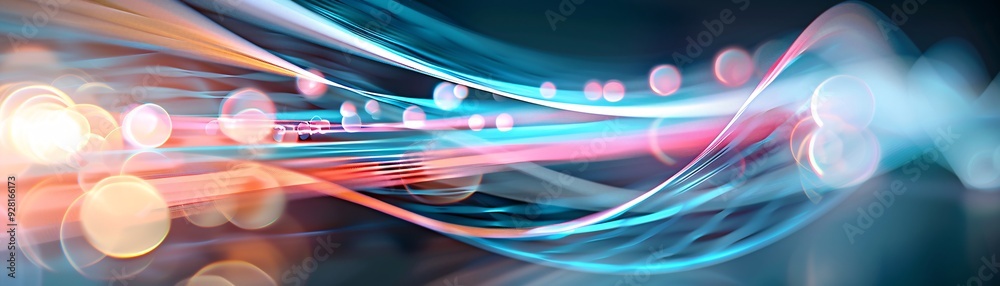 Naklejka premium Light trails creating abstract lattice patterns, organic shapes, vibrant and energetic. ,