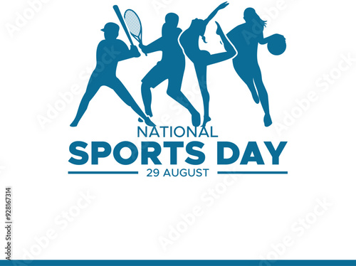 national sports day, 29 August, greeting card, editable template, national sports day stock illustration,