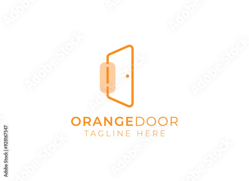 Orange door logo design. Door logo design vector illustration.