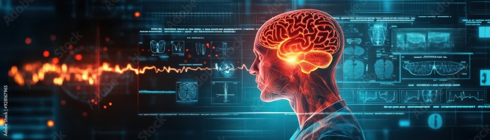 Holographic display of human anatomy, abstract medical, digital diagnosis technology Holographic display of human anatomy, abstract medical, digital diagnosis technology