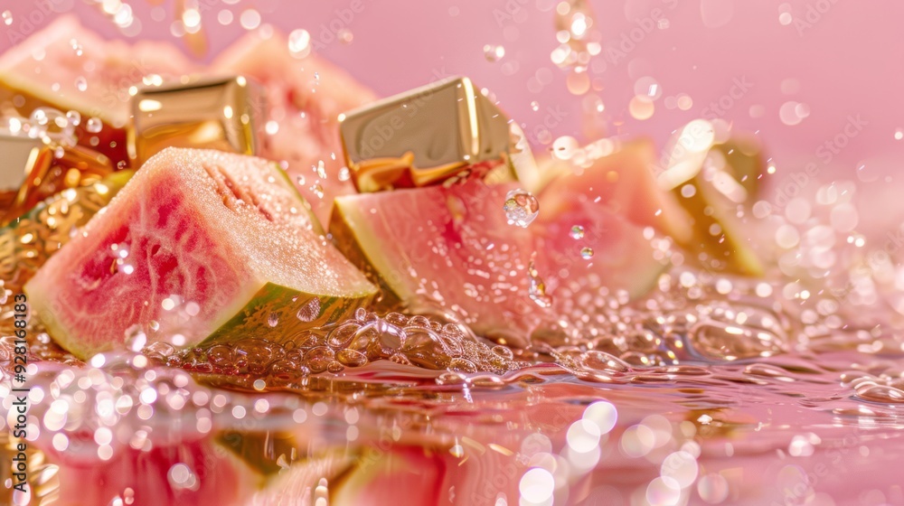 watermelons standing in ice water watermelons standing in ice water