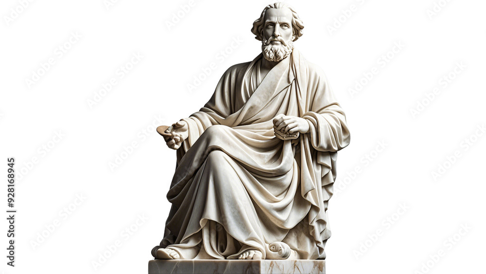 Classical marble statue of philosopher isolated on transparent background..... Classical marble statue of philosopher isolated on transparent background.....