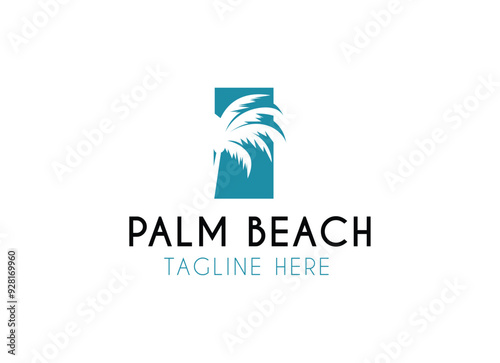 Resort and beach palm logo design with premium concept vector illustration.