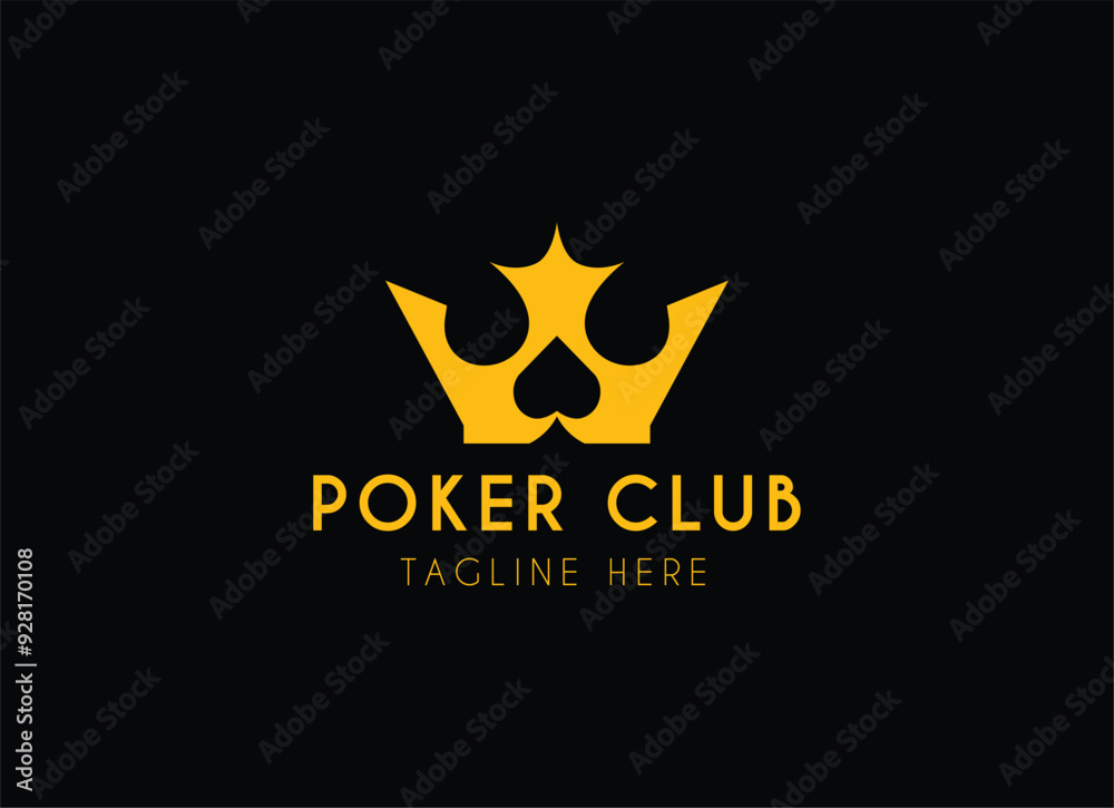 Poker club logo design vector. The king of poker club logo design Poker club logo design vector. The king of poker club logo design