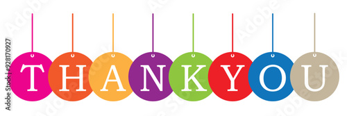 Thank you hanging ball style banner icon. Vector illustration.