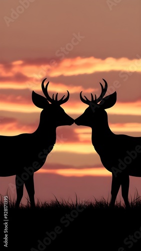 deer silhouette at sunset deer couple lovers 