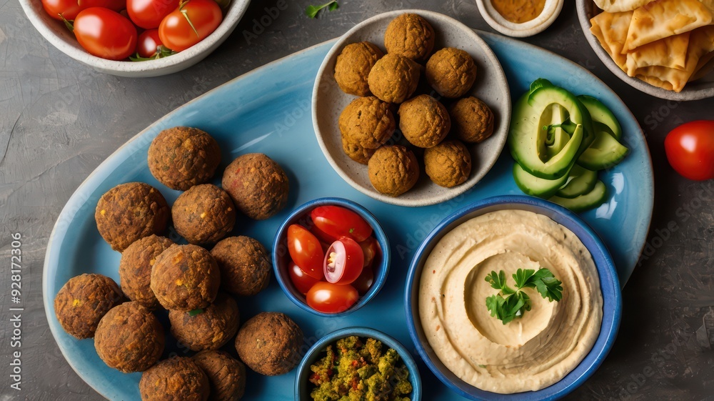 A plate of colorful Mediterranean A plate of colorful Mediterranean