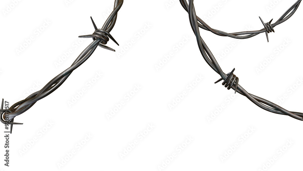Razor Wire Silhouettes and Barbed Wire Metallic Border Elements on ...