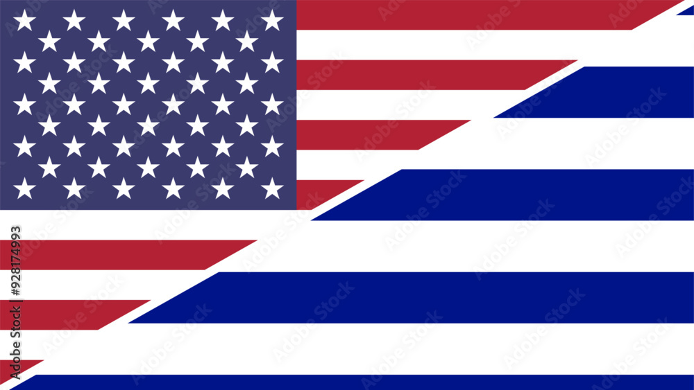 Greece and United States flags combined in a split design vector, symbolizing international relations, global unity, and cultural exchange Greece and United States flags combined in a split design vector, symbolizing international relations, global unity, and cultural exchange
