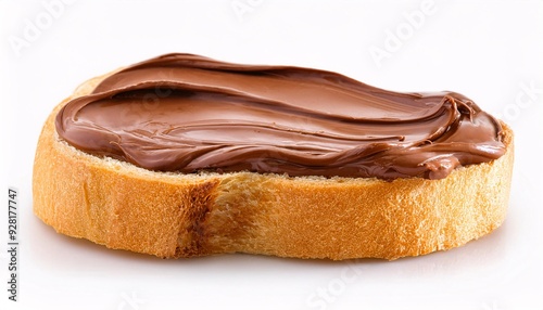 Bread with tasty chocolate cream isolated on white