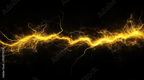 Yellow lightning, on dark background 
